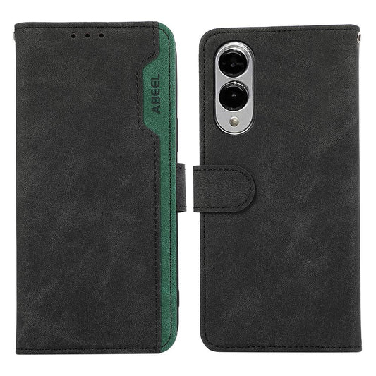 For Samsung Galaxy S25 Edge 5G ABEEL Color Block Magnetic RFID Leather Phone Case(Black-Green)
