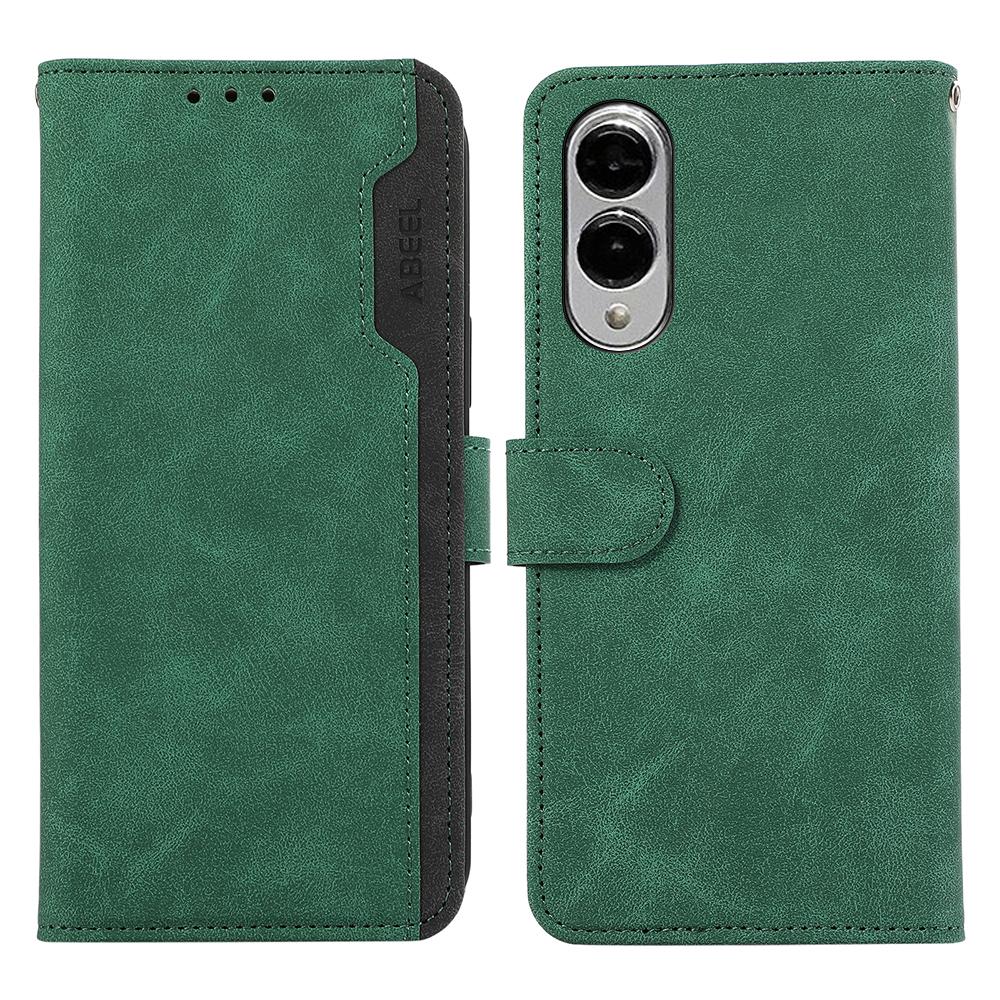 For Samsung Galaxy S25 Edge 5G ABEEL Color Block Magnetic RFID Leather Phone Case(Green-Black)