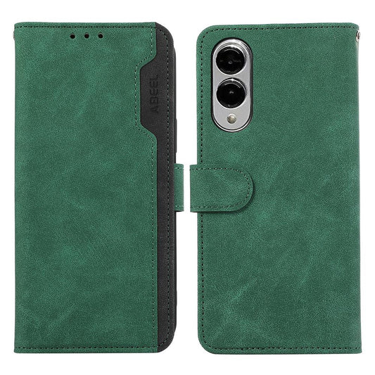 For Samsung Galaxy S25 Edge 5G ABEEL Color Block Magnetic RFID Leather Phone Case(Green-Black)
