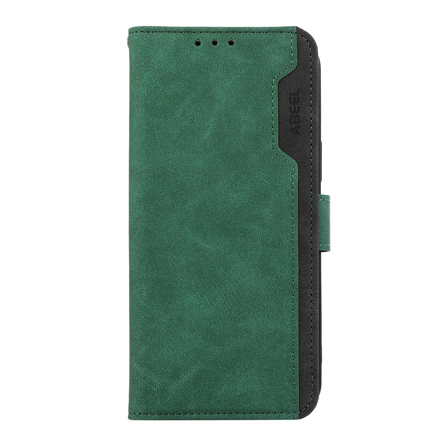 For Samsung Galaxy S25 Edge 5G ABEEL Color Block Magnetic RFID Leather Phone Case(Green-Black)
