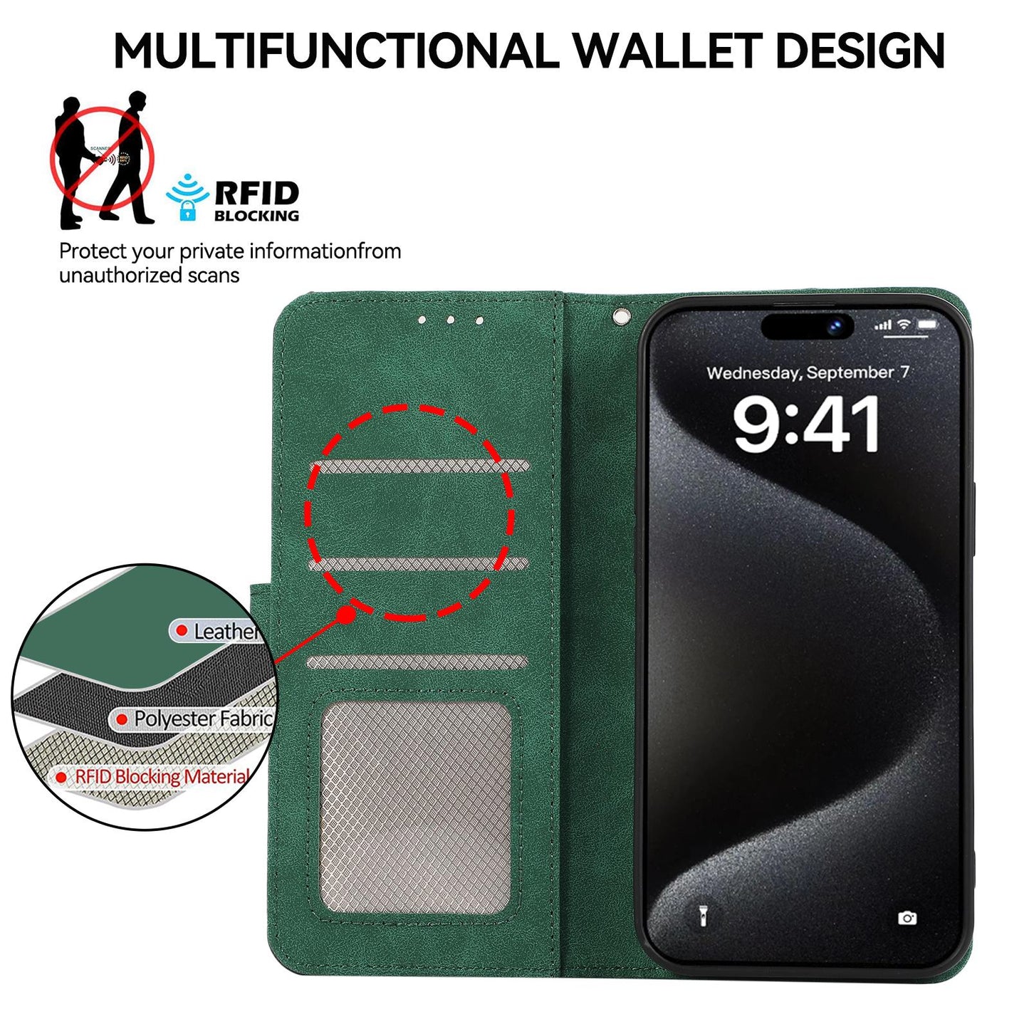 For Samsung Galaxy S25 Edge 5G ABEEL Color Block Magnetic RFID Leather Phone Case(Green-Black)