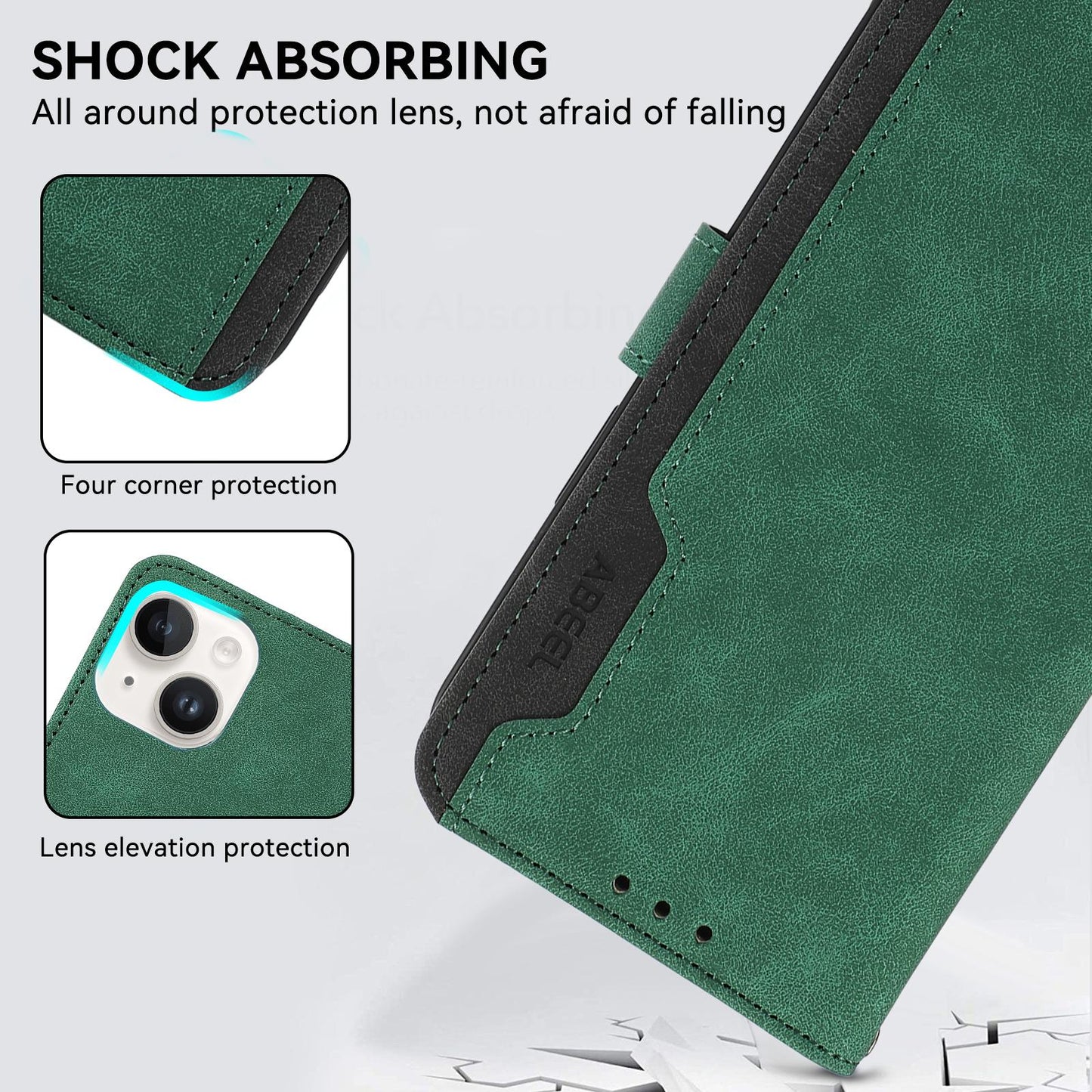 For Samsung Galaxy S25 Edge 5G ABEEL Color Block Magnetic RFID Leather Phone Case(Green-Black)