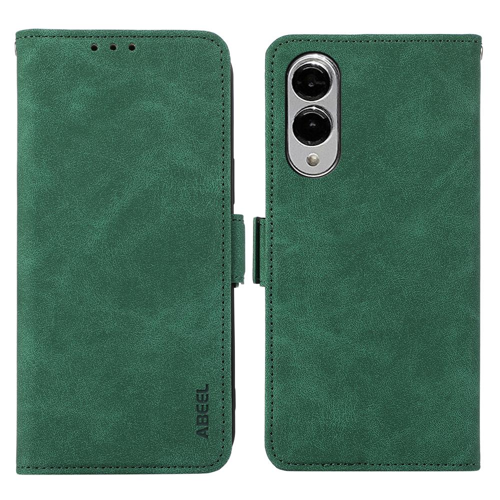 For Samsung Galaxy S25 Edge 5G ABEEL Frosted Magnetic RFID Leather Phone Case(Green)