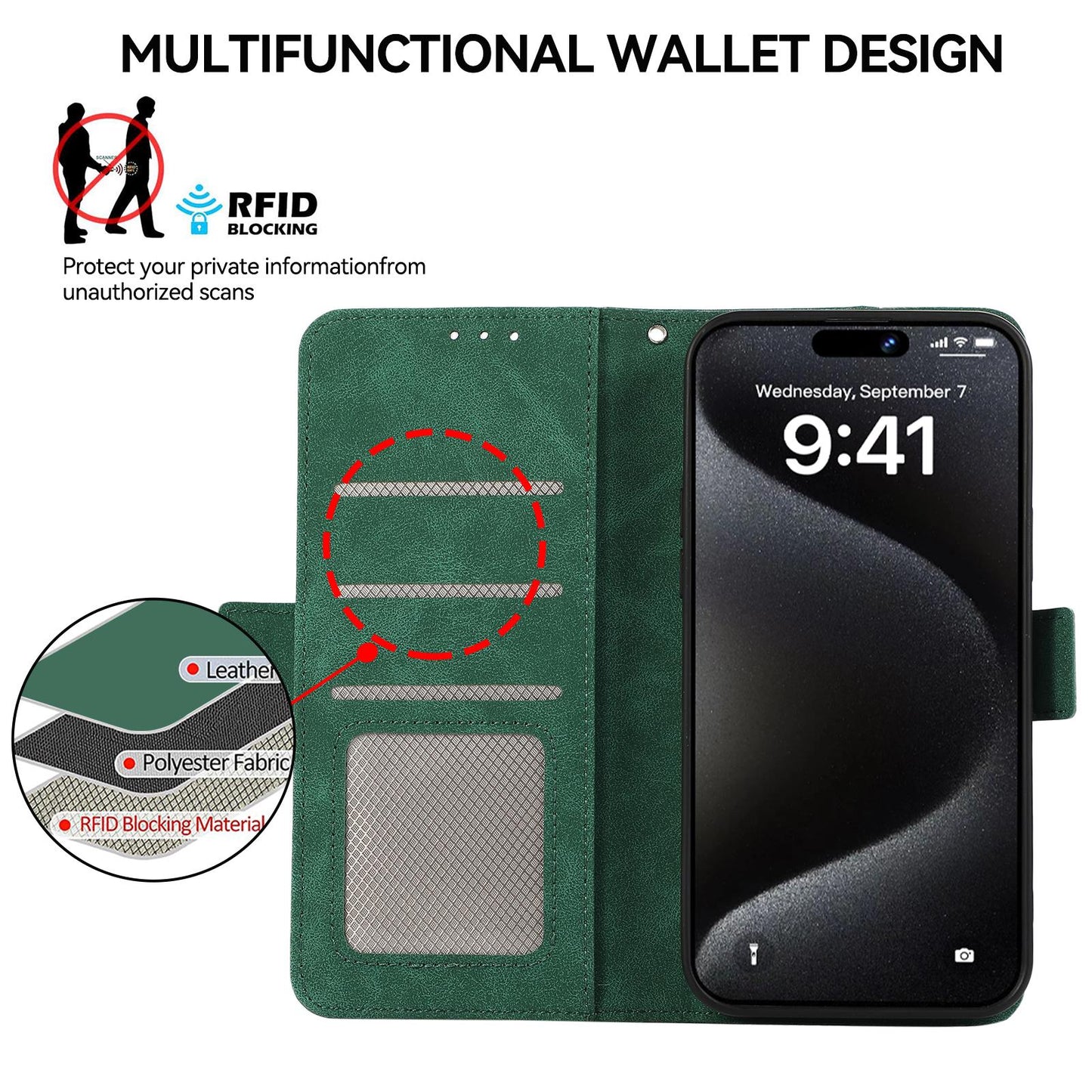 For Samsung Galaxy S25 Edge 5G ABEEL Frosted Magnetic RFID Leather Phone Case(Green)