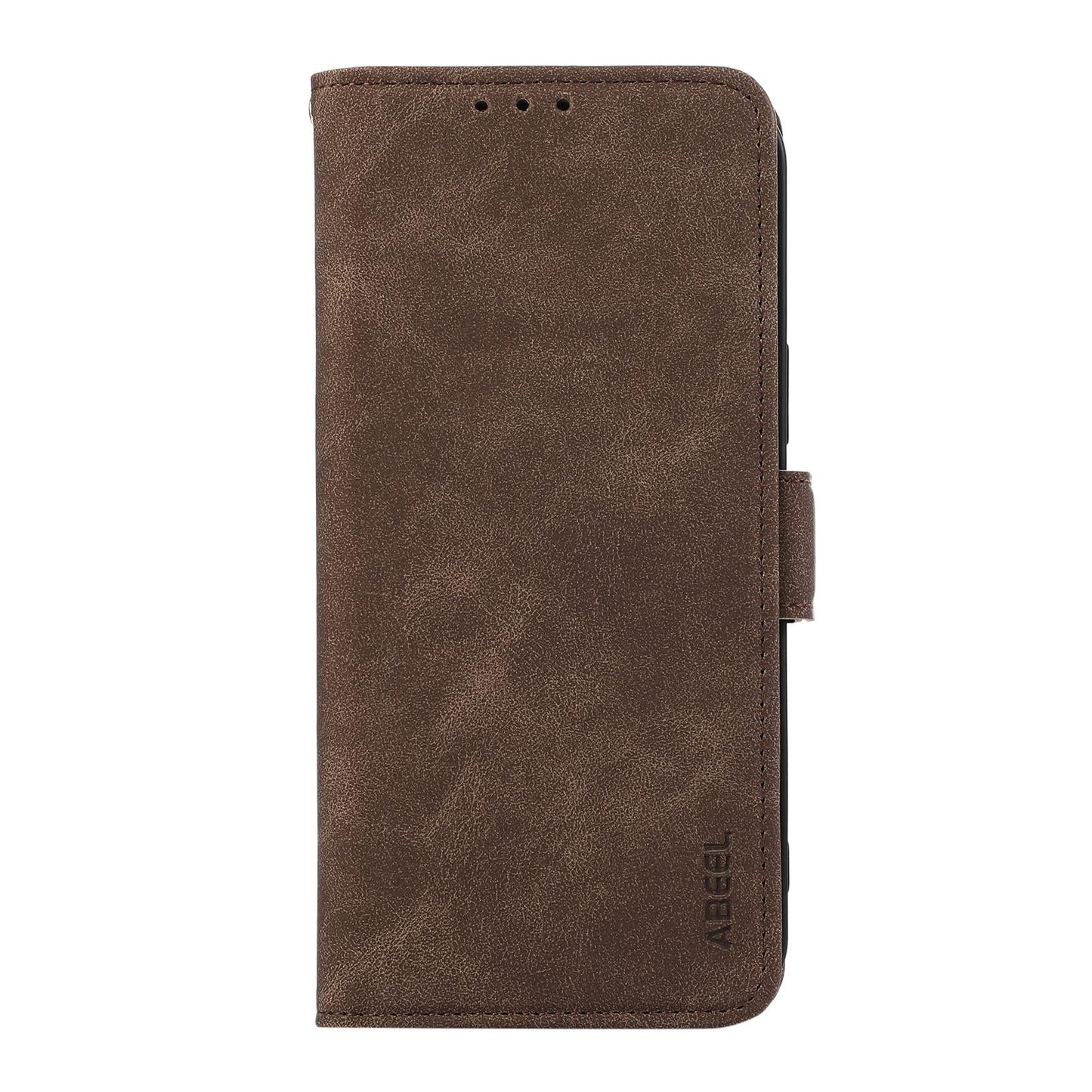 For Samsung Galaxy S25 Edge 5G ABEEL Frosted Magnetic RFID Leather Phone Case(Brown)