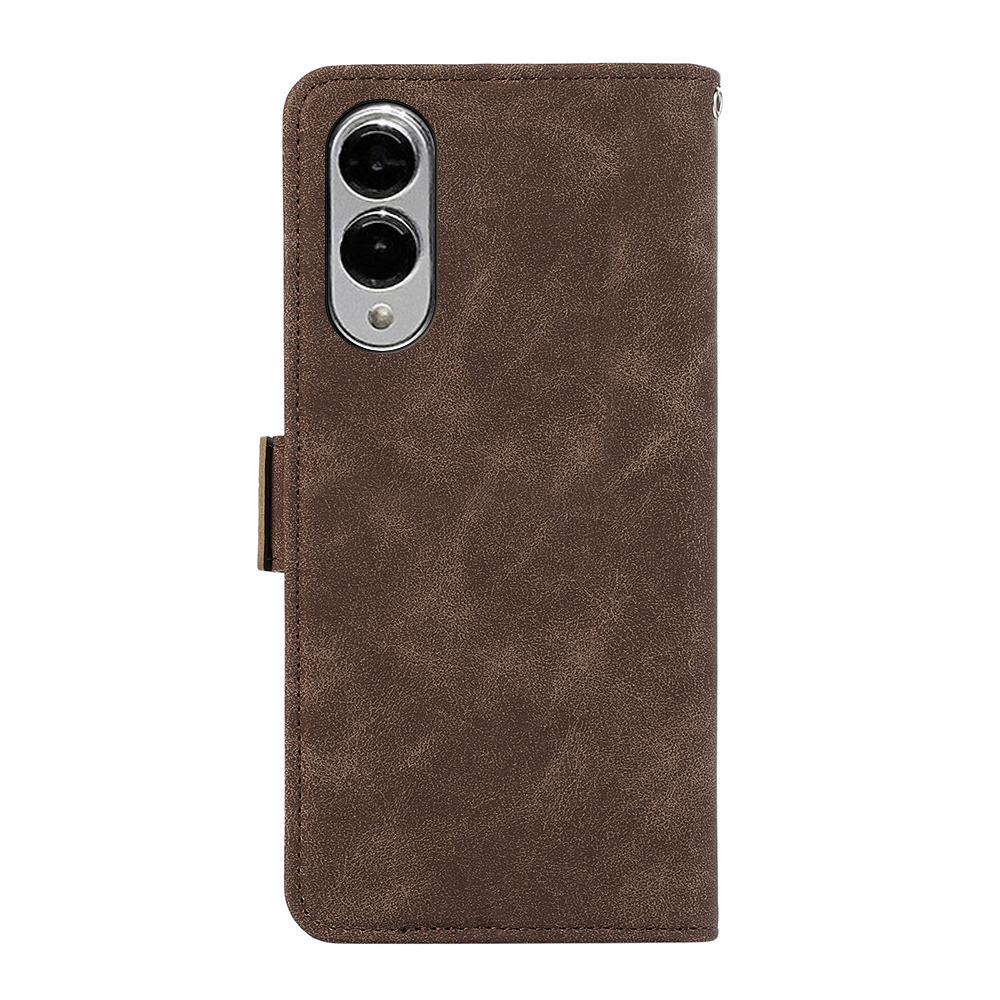 For Samsung Galaxy S25 Edge 5G ABEEL Frosted Magnetic RFID Leather Phone Case(Brown)