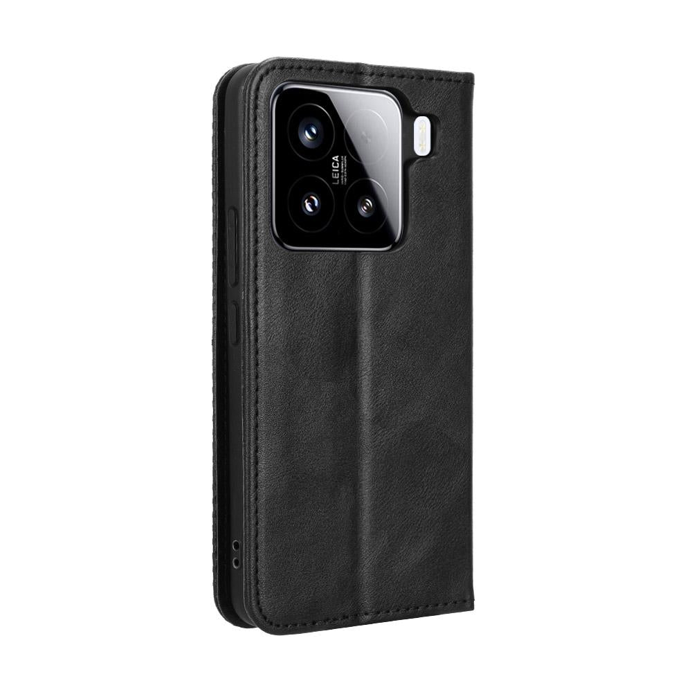For Xiaomi 15 Pro Magnetic Buckle Retro Texture Leather Phone Case(Black)