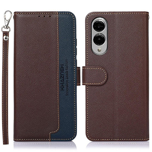 For Samsung Galaxy S25 Edge 5G KHAZNEH Litchi Texture Leather RFID Phone Case(Brown)