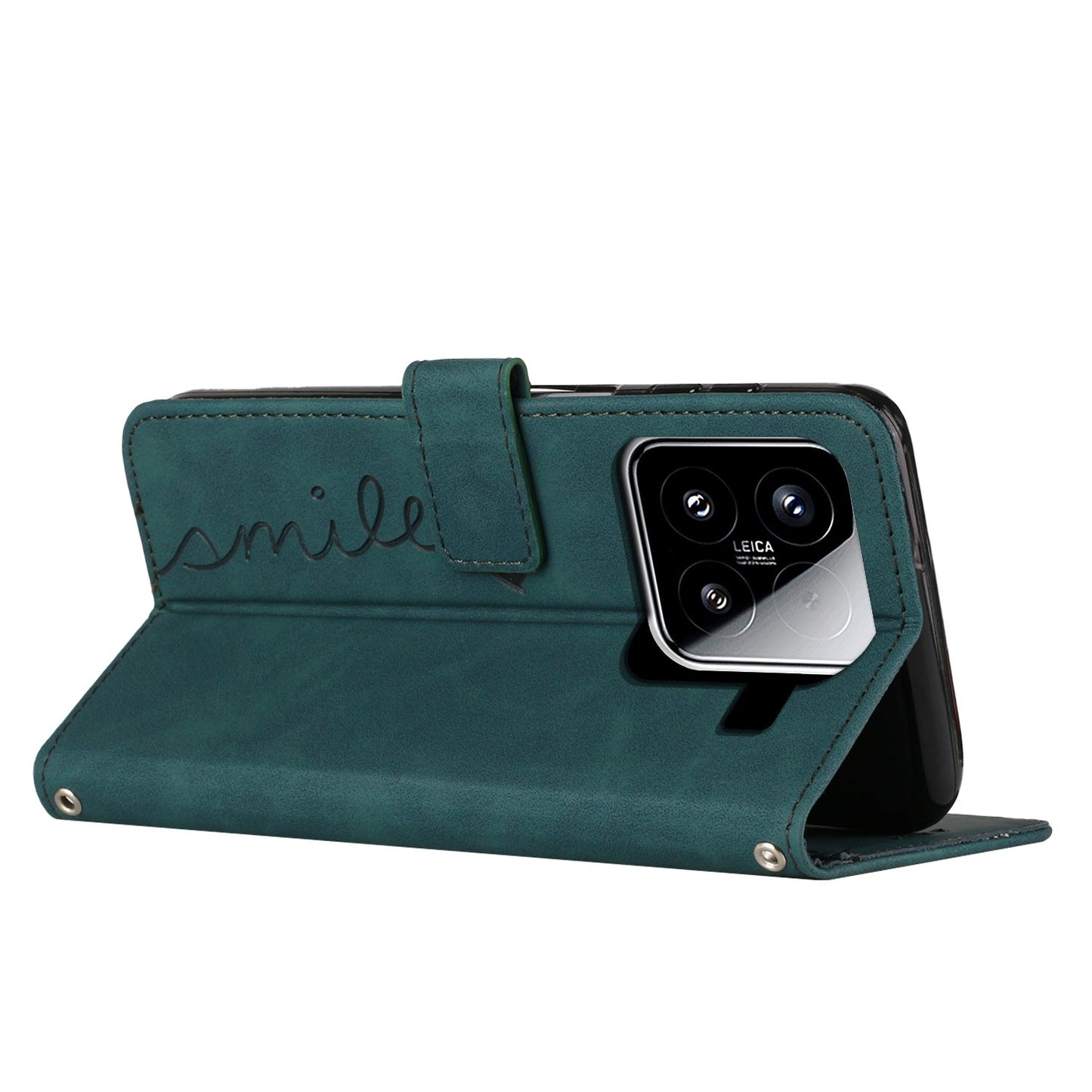 For Xiaomi 15 Skin Feel Heart Embossed Leather Phone Case(Green)