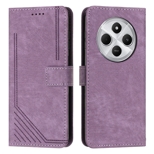 For Redmi 14C 4G Skin Feel Stripe Pattern Leather Phone Case(Purple)