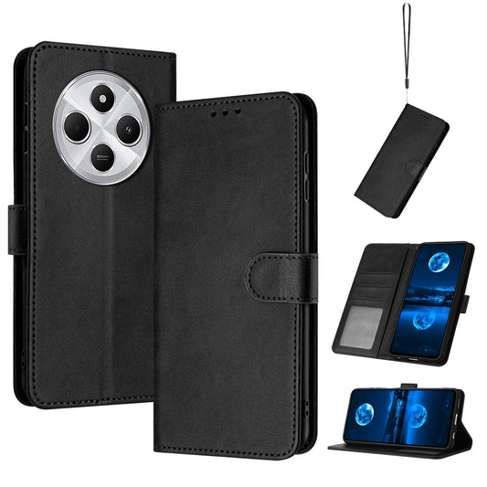 For Redmi 14C 4G Solid Calf Texture Flip Leather Phone Case(Black)