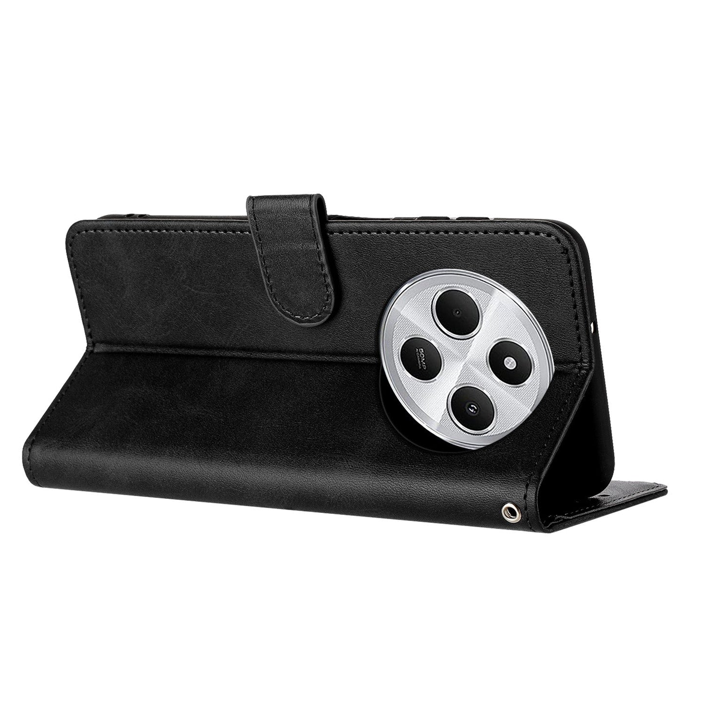 For Redmi 14C 4G Solid Calf Texture Flip Leather Phone Case(Black)