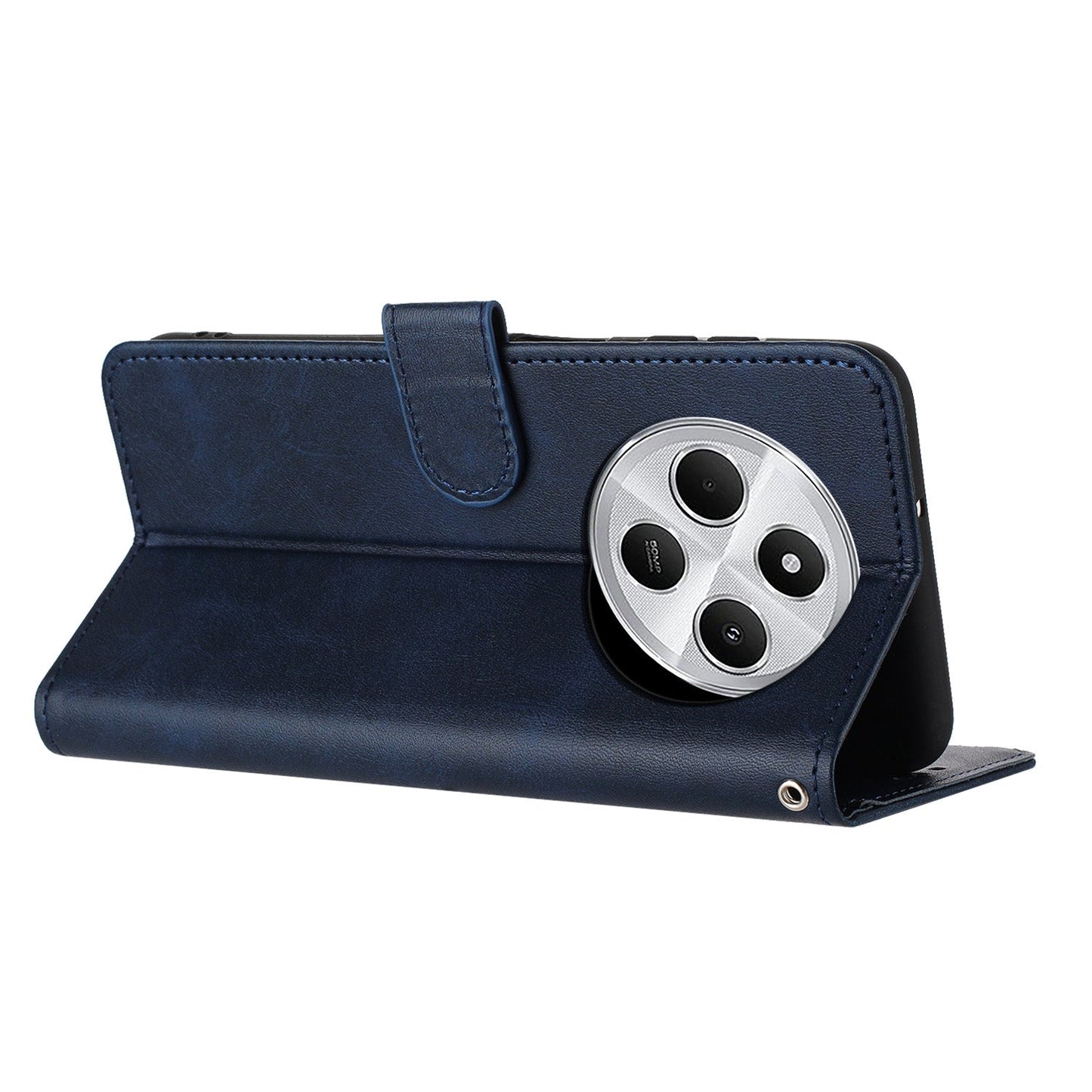 For Redmi 14C 4G Solid Calf Texture Flip Leather Phone Case(Dark Blue)