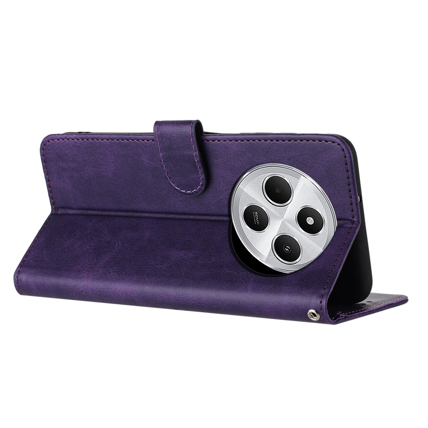 For Redmi 14C 4G Solid Calf Texture Flip Leather Phone Case(Purple)