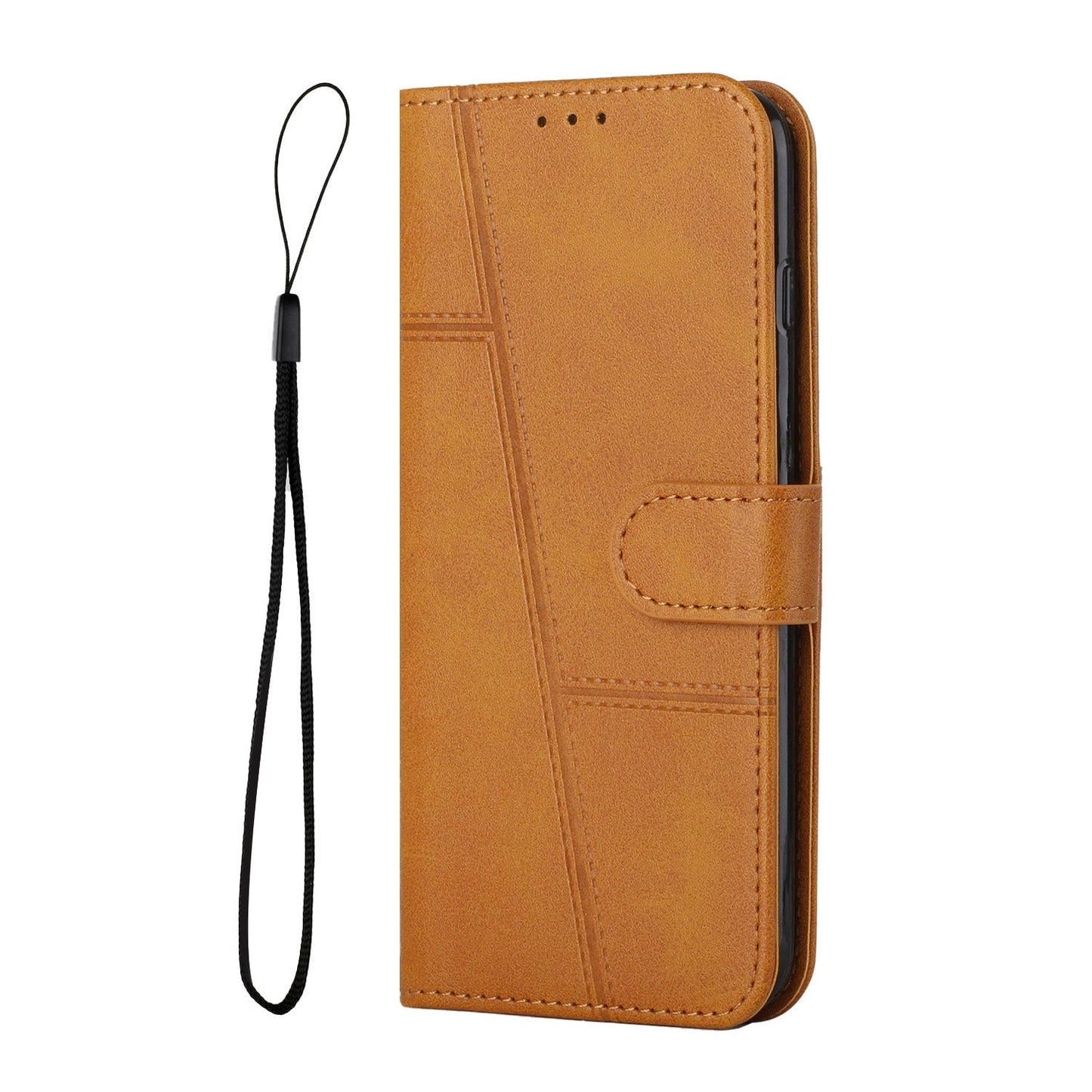 For Redmi 14C 4G Stitching Calf Texture Buckle Leather Phone Case(Yellow)