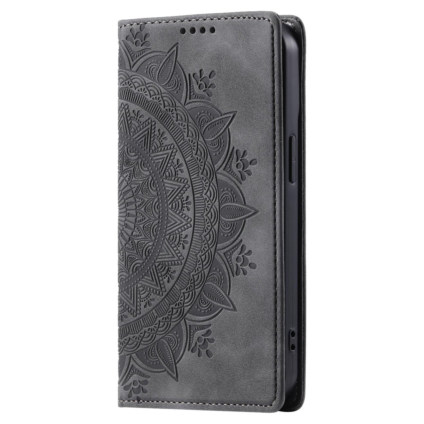 For Samsung Galaxy S25 Edge 5G Totem Embossed Magnetic Leather Phone Case(Grey)
