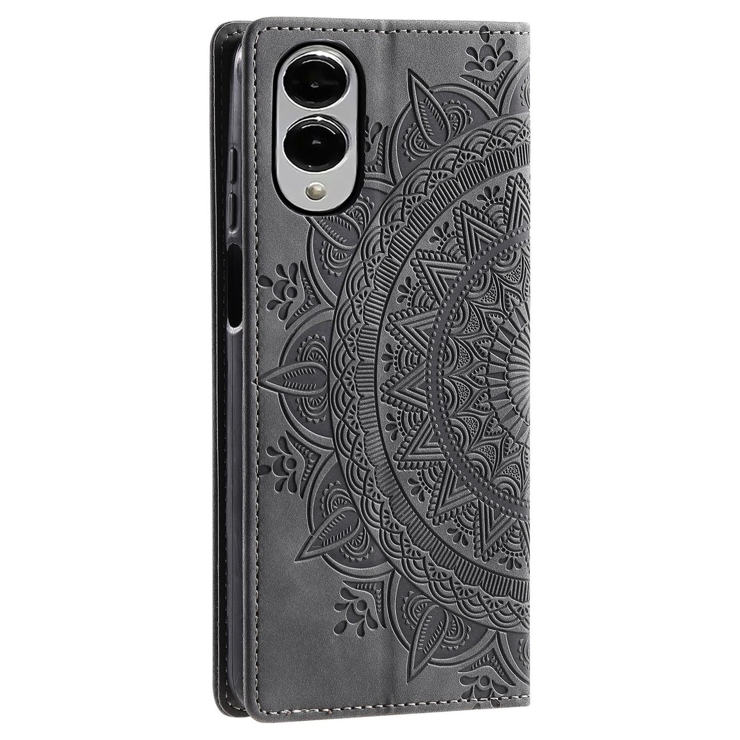 For Samsung Galaxy S25 Edge 5G Totem Embossed Magnetic Leather Phone Case(Grey)