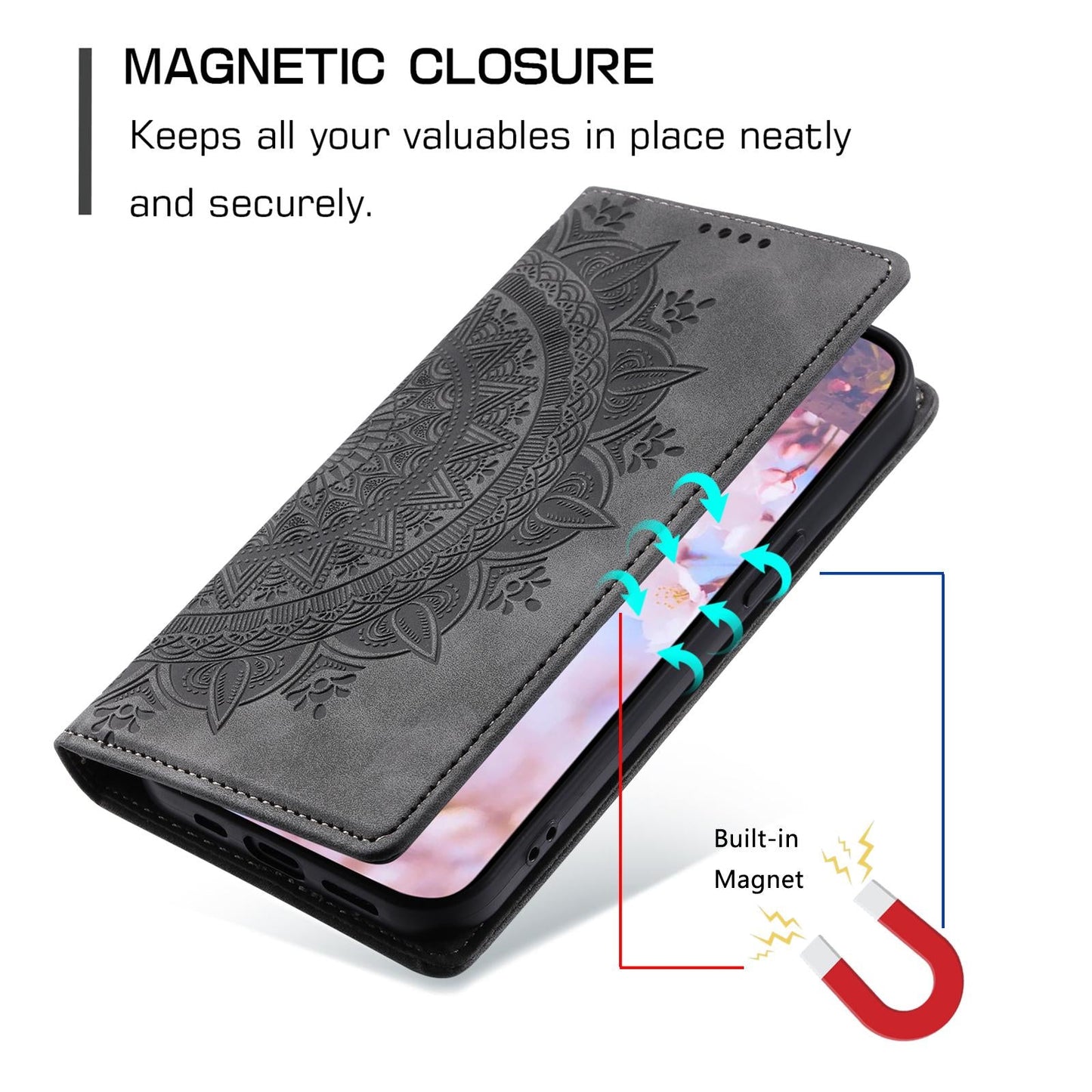 For Samsung Galaxy S25 Edge 5G Totem Embossed Magnetic Leather Phone Case(Grey)