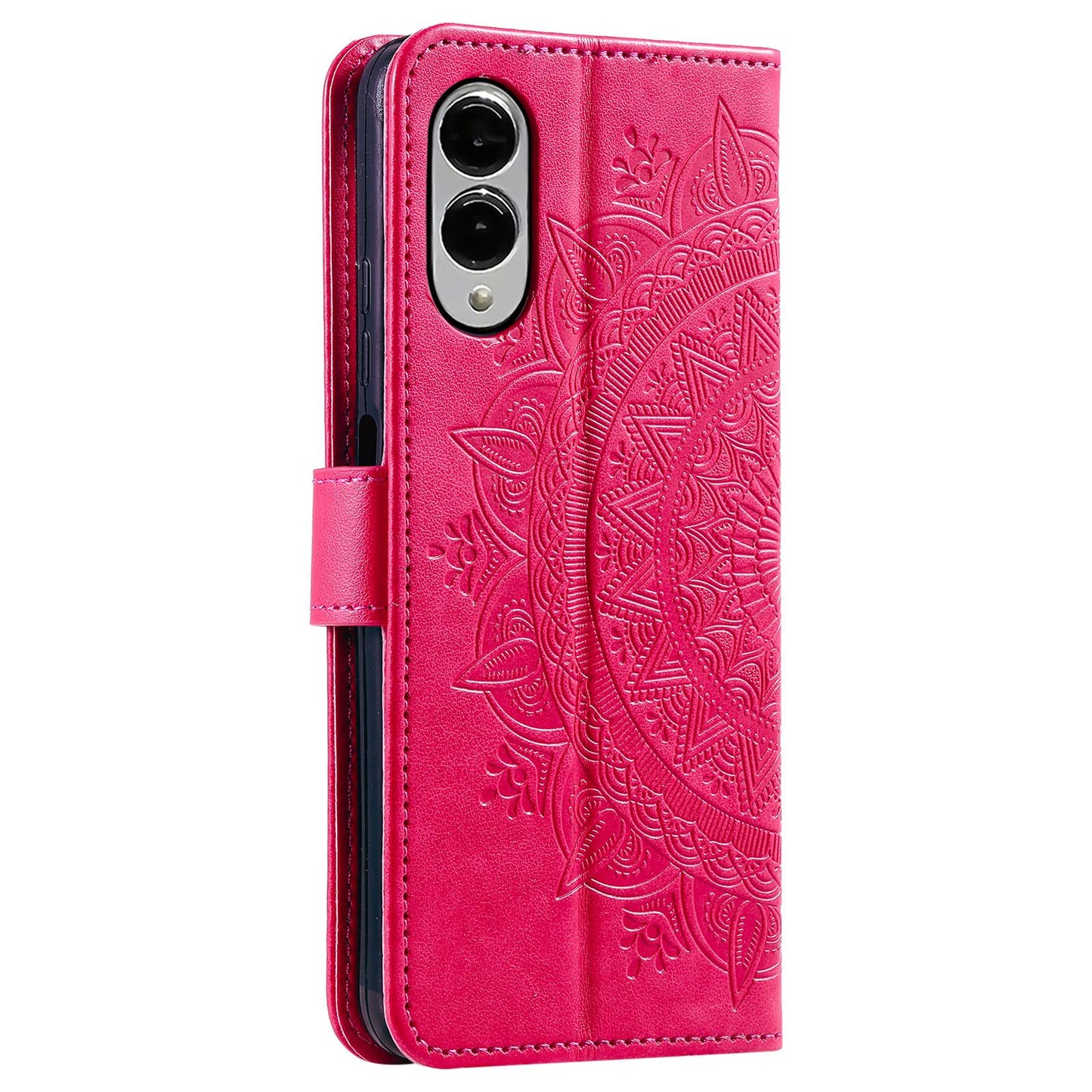 For Samsung Galaxy S25 Edge 5G Totem Flower Embossed Leather Phone Case(Red)