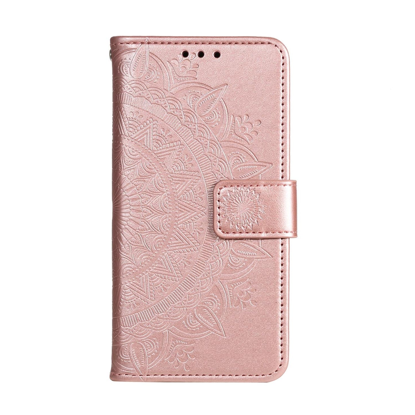 For Samsung Galaxy S25 Edge 5G Totem Flower Embossed Leather Phone Case(Rose Gold)