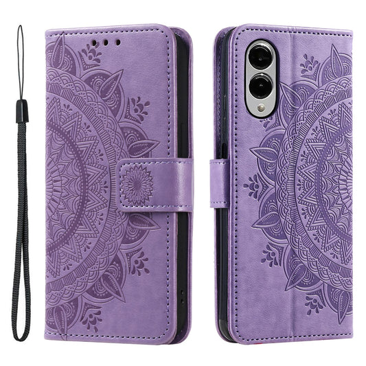 For Samsung Galaxy S25 Edge 5G Totem Flower Embossed Leather Phone Case(Purple)