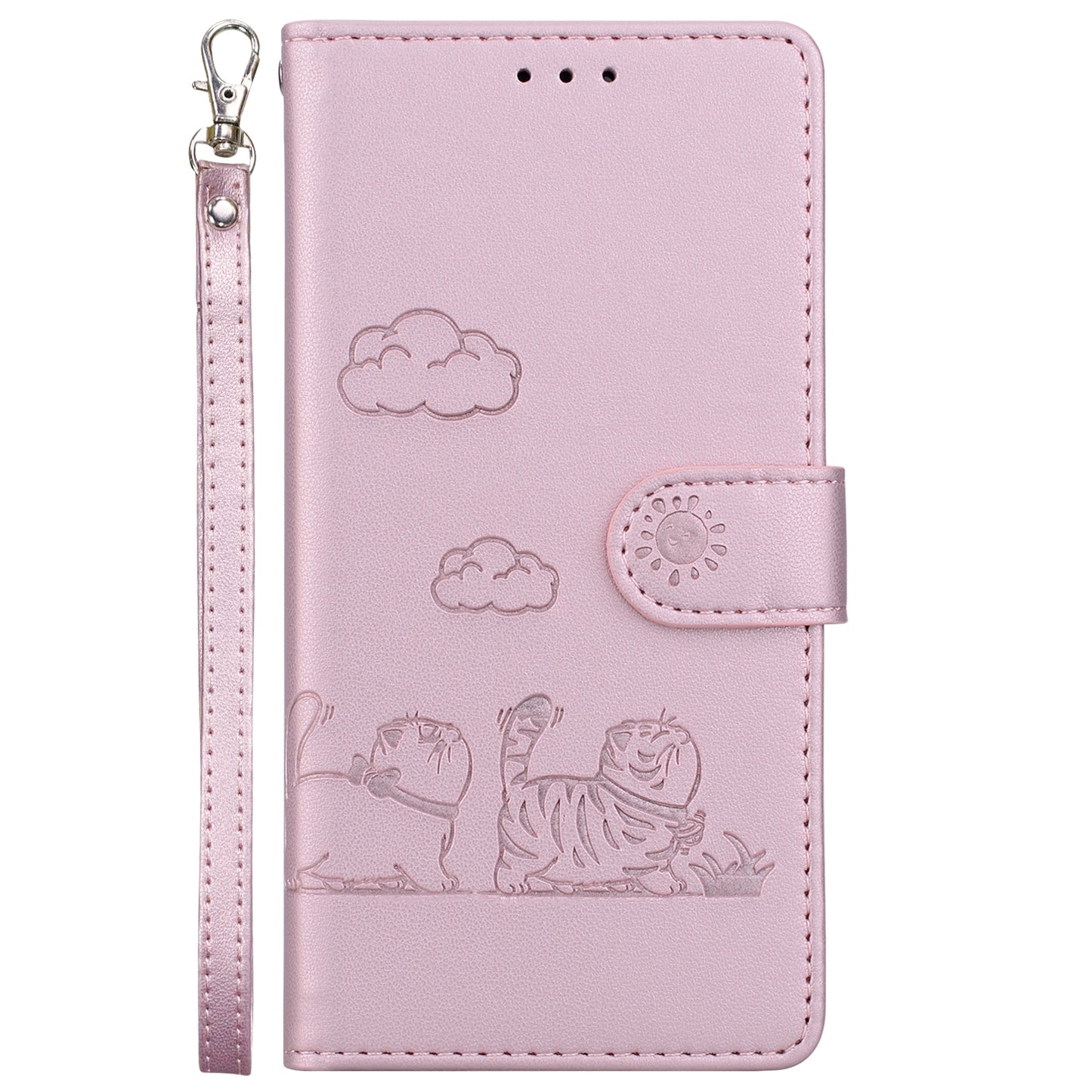 For OPPO K12 Cute Cats RFID Leather Phone Case(Rose Gold)