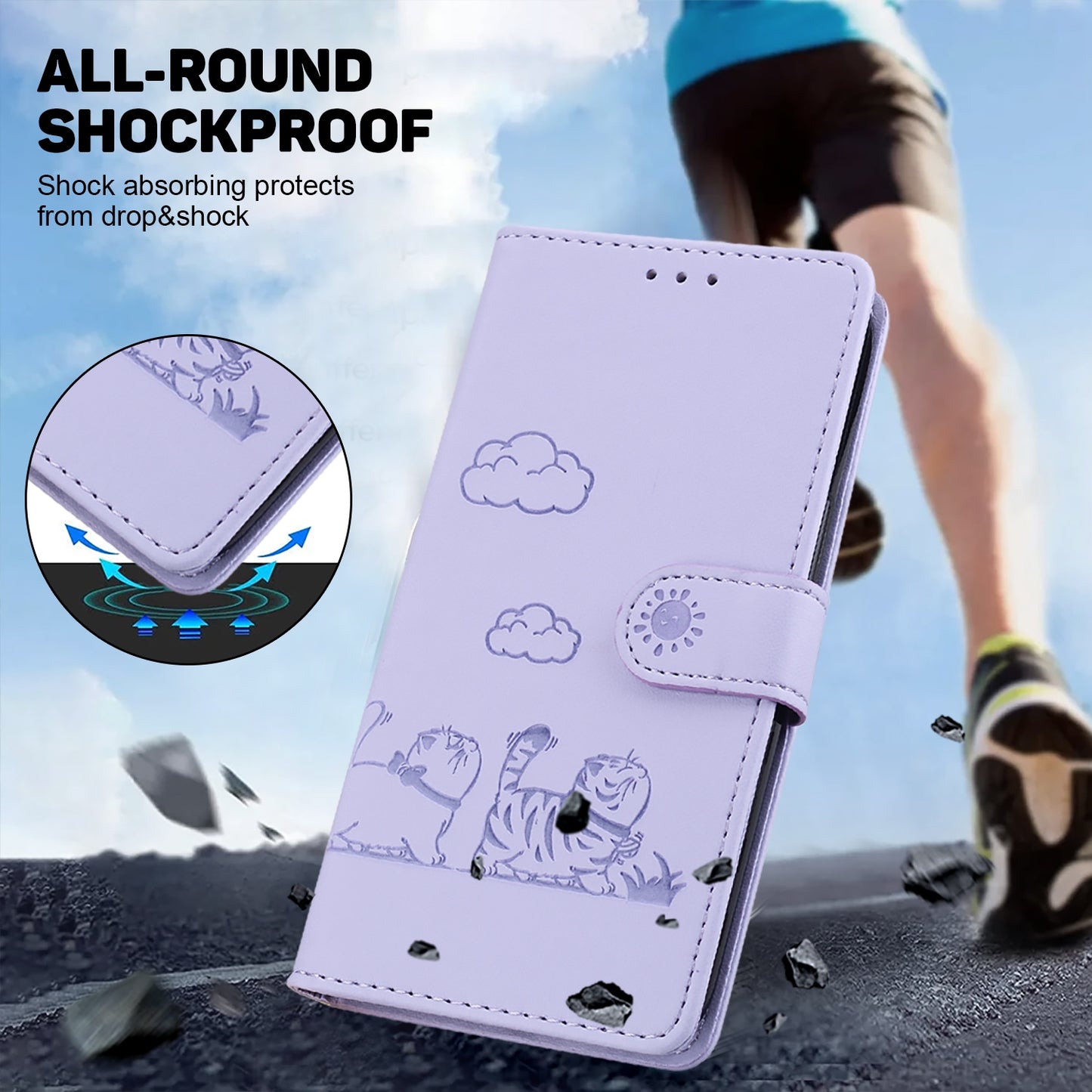 For OPPO K12 Cute Cats RFID Leather Phone Case(Purple)