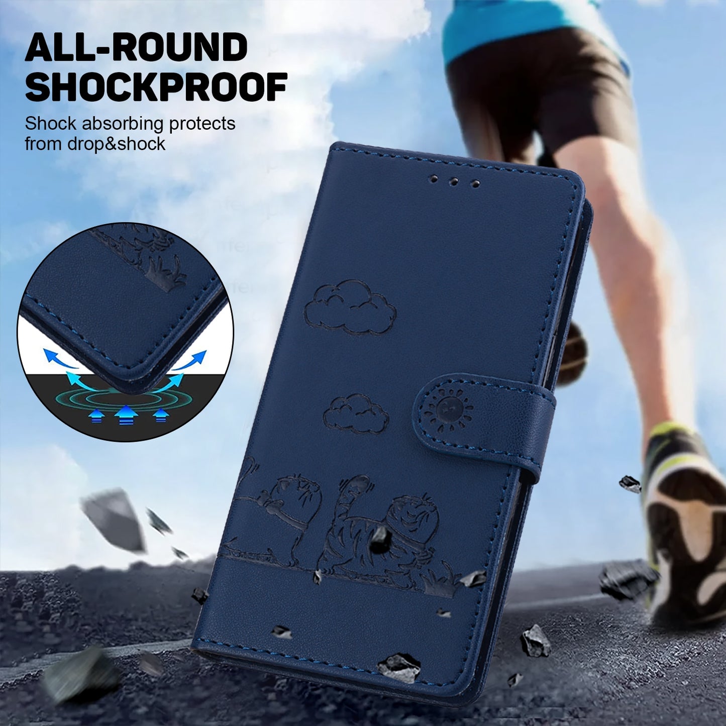 For OPPO K12 Cute Cats RFID Leather Phone Case(Blue)