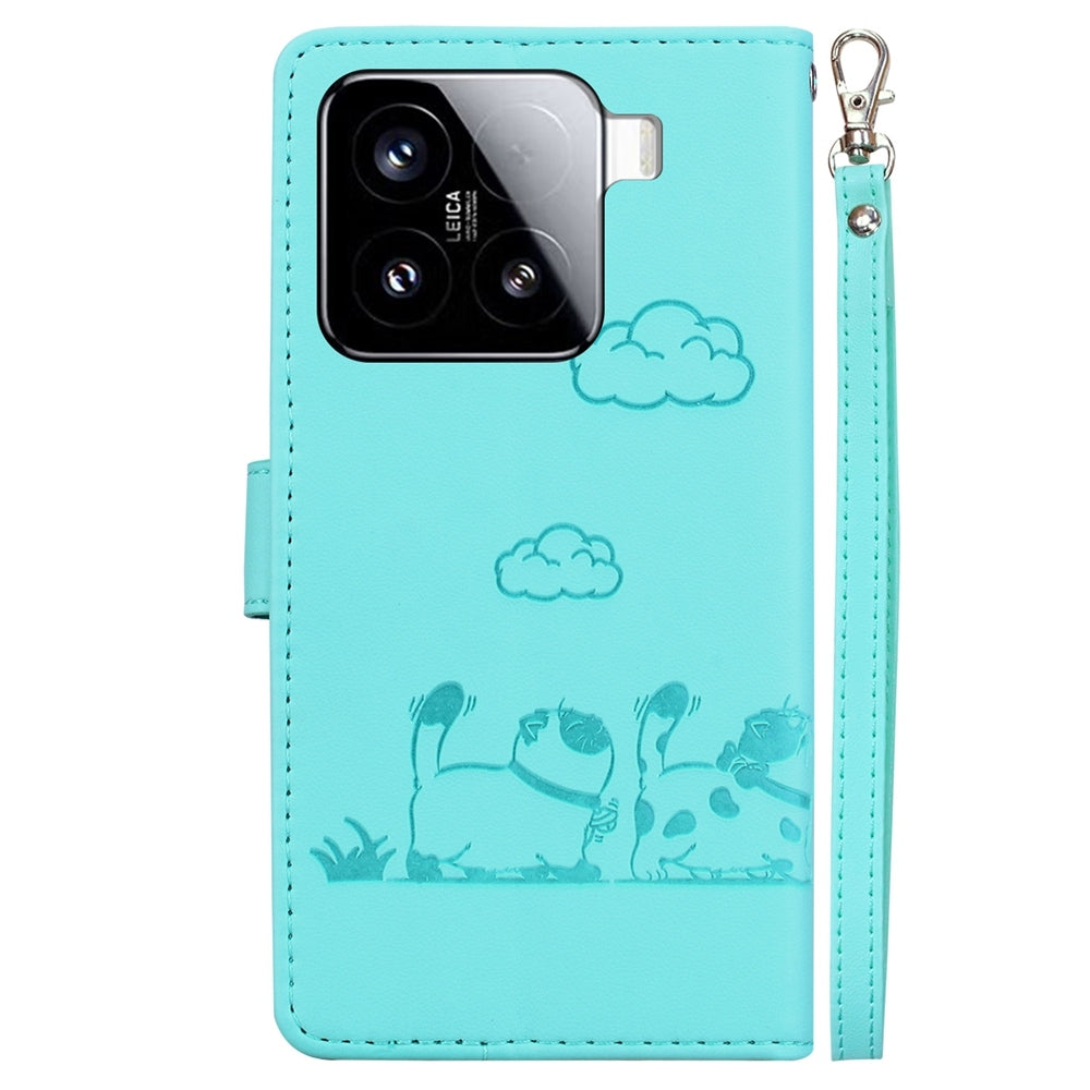For Xiaomi 15 Cute Cats RFID Leather Phone Case(Green)