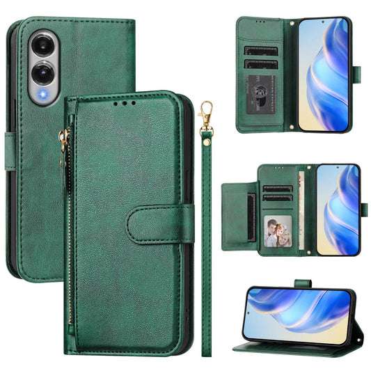 For Samsung Galaxy S25 Edge 5G Multi-Card Slots Zipper Wallet Leather Phone Case(Green)