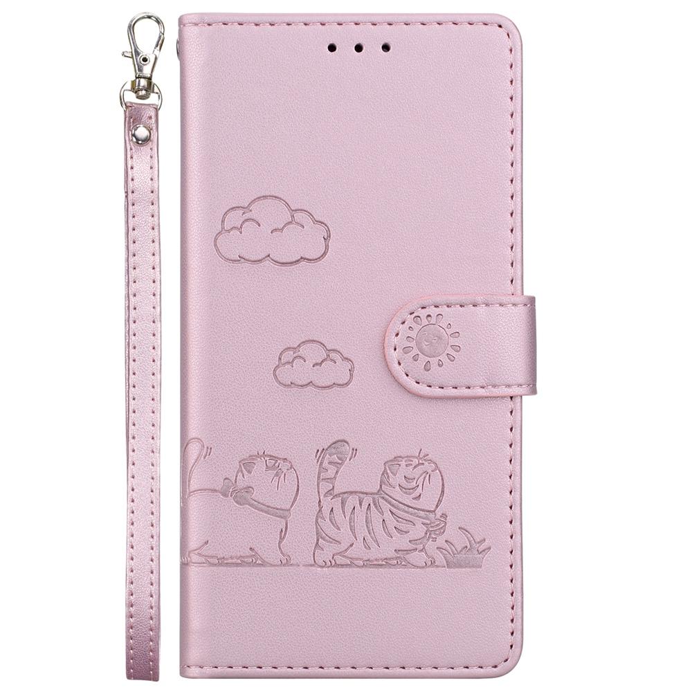 For Samsung Galaxy S25 Edge 5G Cute Cats RFID Leather Phone Case(Rose Gold)