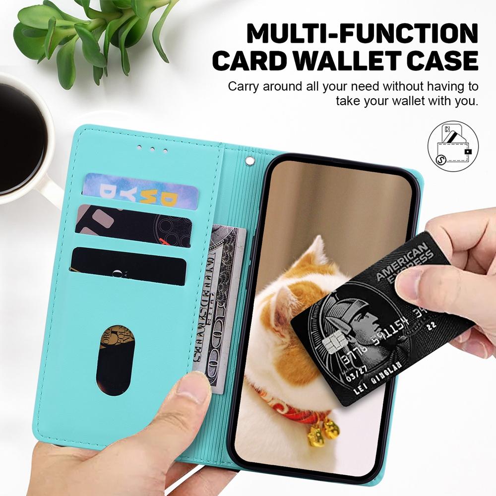 For Samsung Galaxy S25 Edge 5G Cute Cats RFID Leather Phone Case(Green)