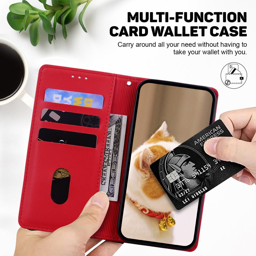 For Samsung Galaxy S25 Edge 5G Cute Cats RFID Leather Phone Case(Red)