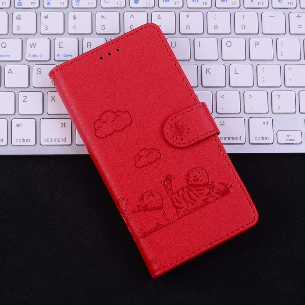 For Samsung Galaxy S25 Edge 5G Cute Cats RFID Leather Phone Case(Red)