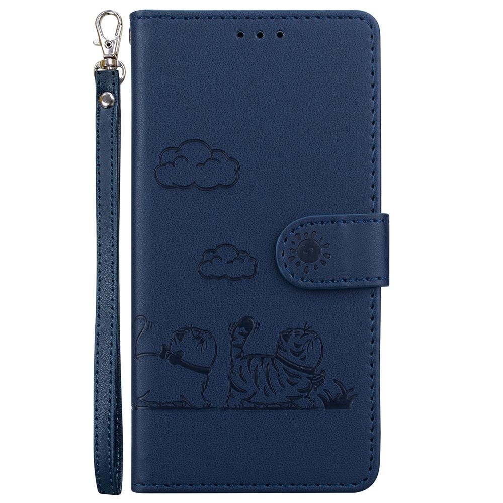 For Samsung Galaxy S25 Edge 5G Cute Cats RFID Leather Phone Case(Blue)