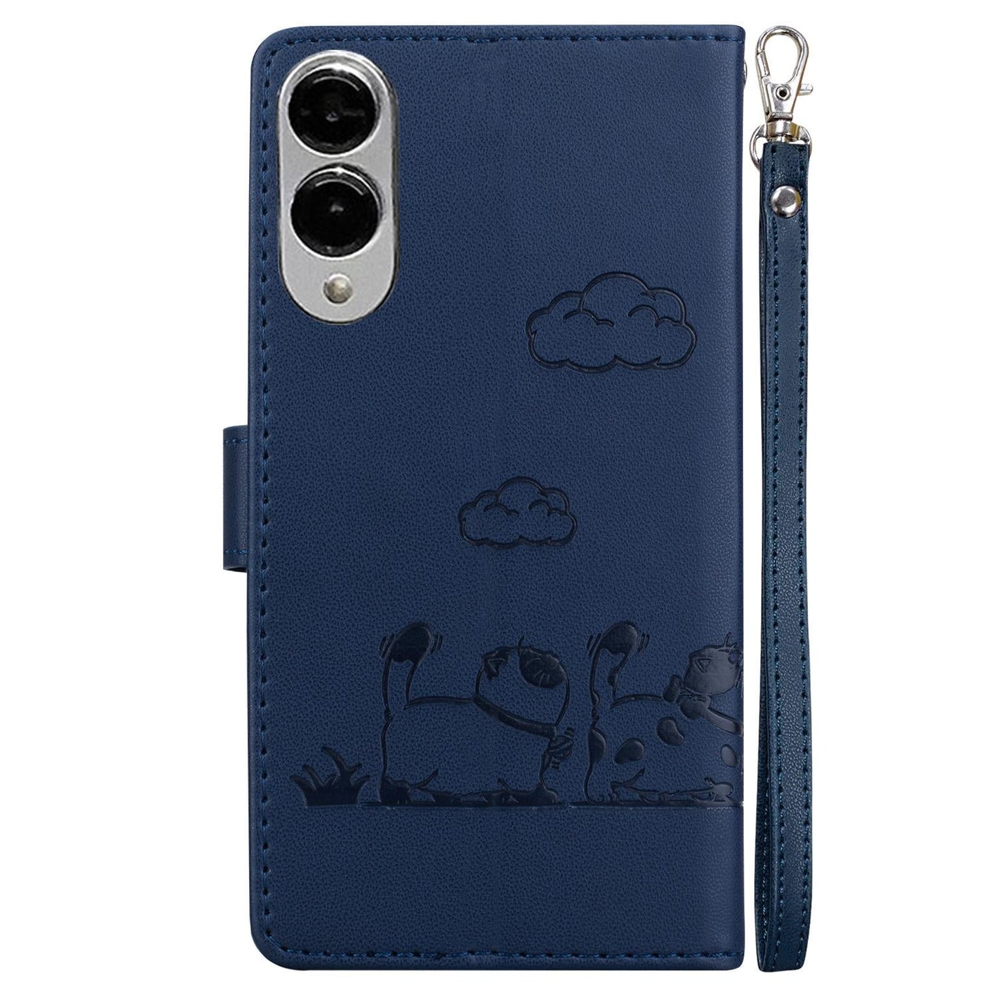 For Samsung Galaxy S25 Edge 5G Cute Cats RFID Leather Phone Case(Blue)
