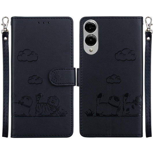 For Samsung Galaxy S25 Edge 5G Cute Cats RFID Leather Phone Case(Black)