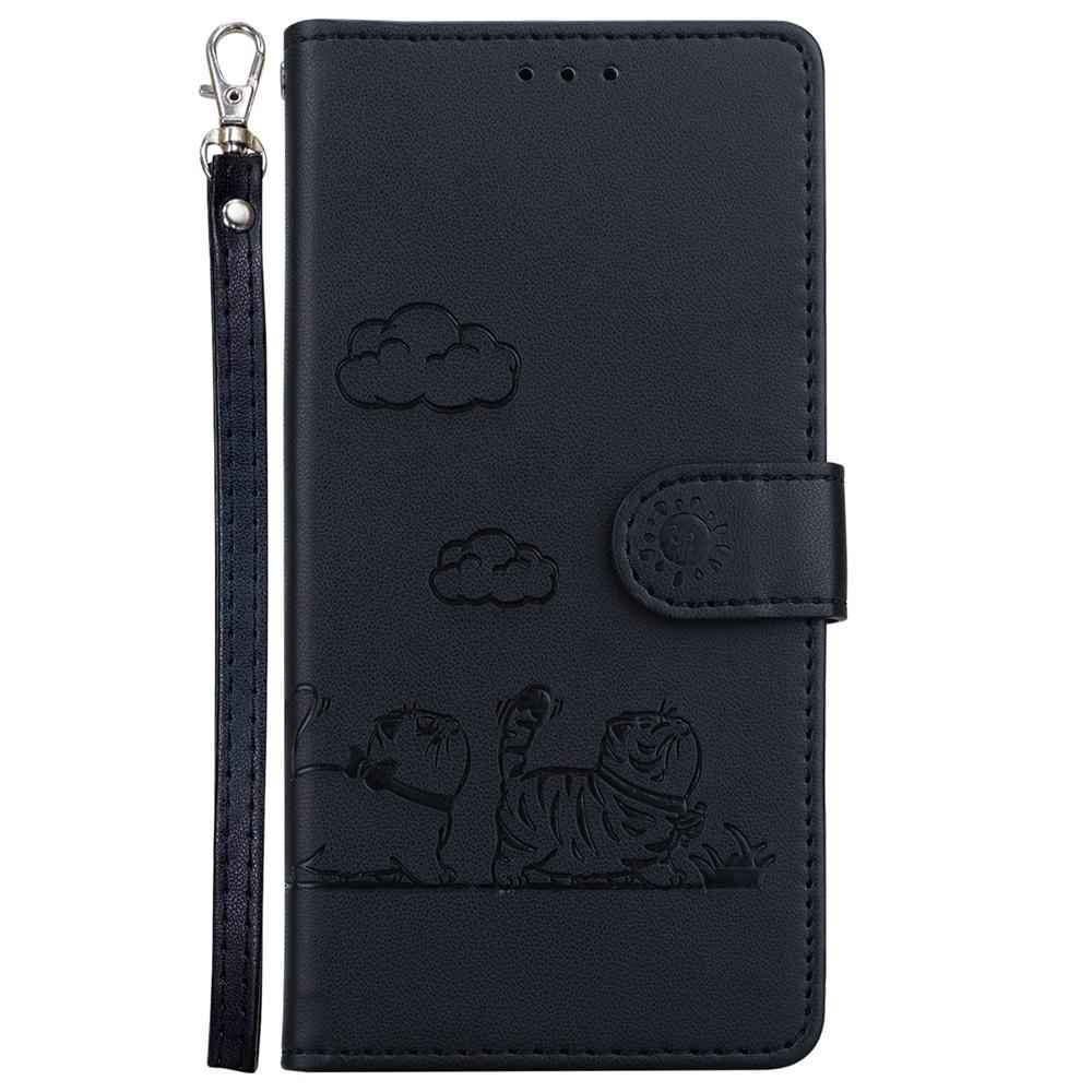 For Samsung Galaxy S25 Edge 5G Cute Cats RFID Leather Phone Case(Black)
