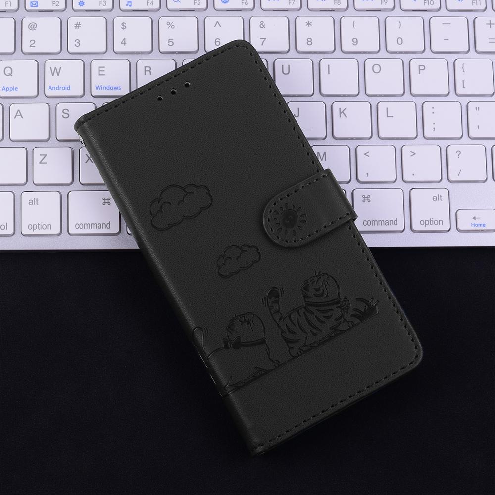 For Samsung Galaxy S25 Edge 5G Cute Cats RFID Leather Phone Case(Black)