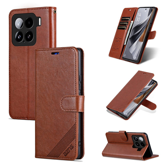 For Xiaomi 15 AZNS Sheepskin Texture Flip Leather Phone Case(Brown)
