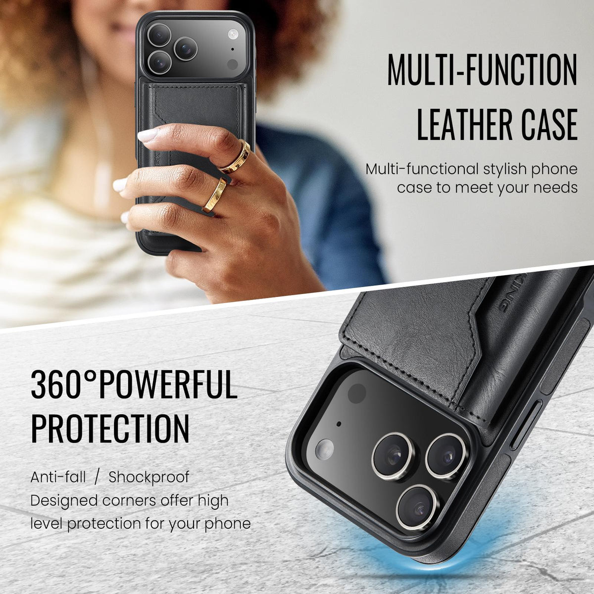 Compatible with iPhone 18 Pro Max & 17 Pro Max MAGKING K2 Series MagSafe RFID Card Bag Detachable Phone Case - Black