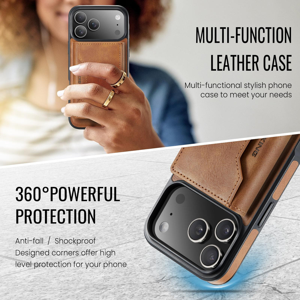 Compatible with iPhone 18 Pro Max & 17 Pro Max MAGKING K2 Series MagSafe RFID Card Bag Detachable Phone Case - Brown