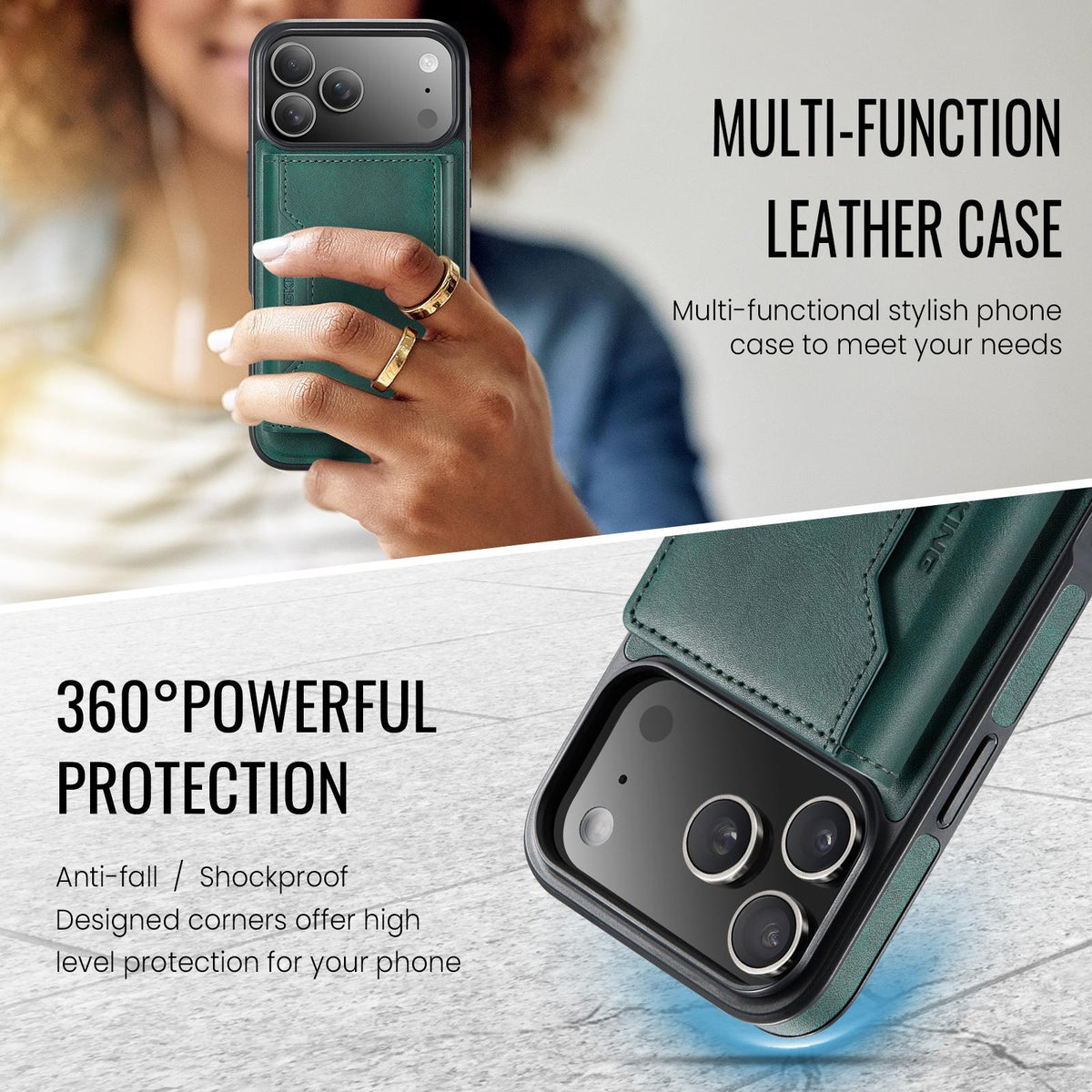 Compatible with iPhone 18 Pro Max & 17 Pro Max MAGKING K2 Series MagSafe RFID Card Bag Detachable Phone Case - Green