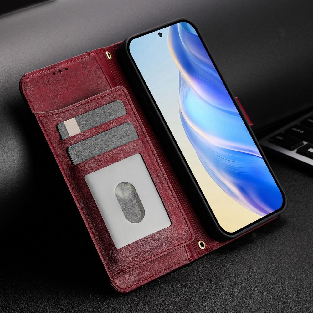 For vivo V50 Global Multi-Card Slots Zipper Wallet Leather Phone Case(Dark Red)
