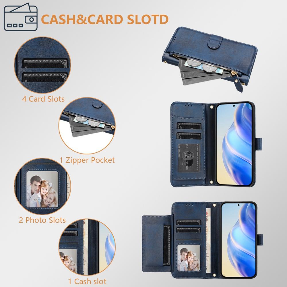 For vivo V50 Lite 5G Multi-Card Slots Zipper Wallet Leather Phone Case(Blue)