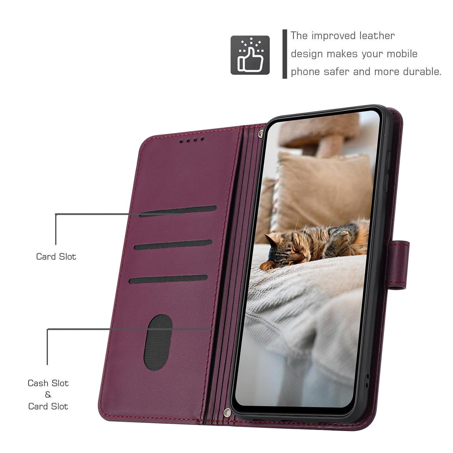 For vivo V50 Lite Embossed Kitten Phone Leather Case with Lanyard(Wine Red)