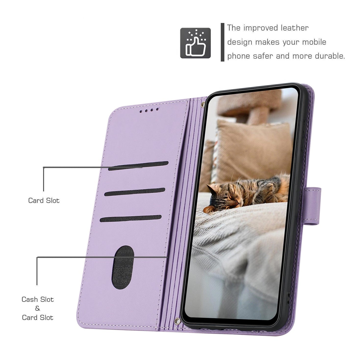 For Xiaomi 15 Pro Embossed Kitten Phone Leather Case with Lanyard(Purple)