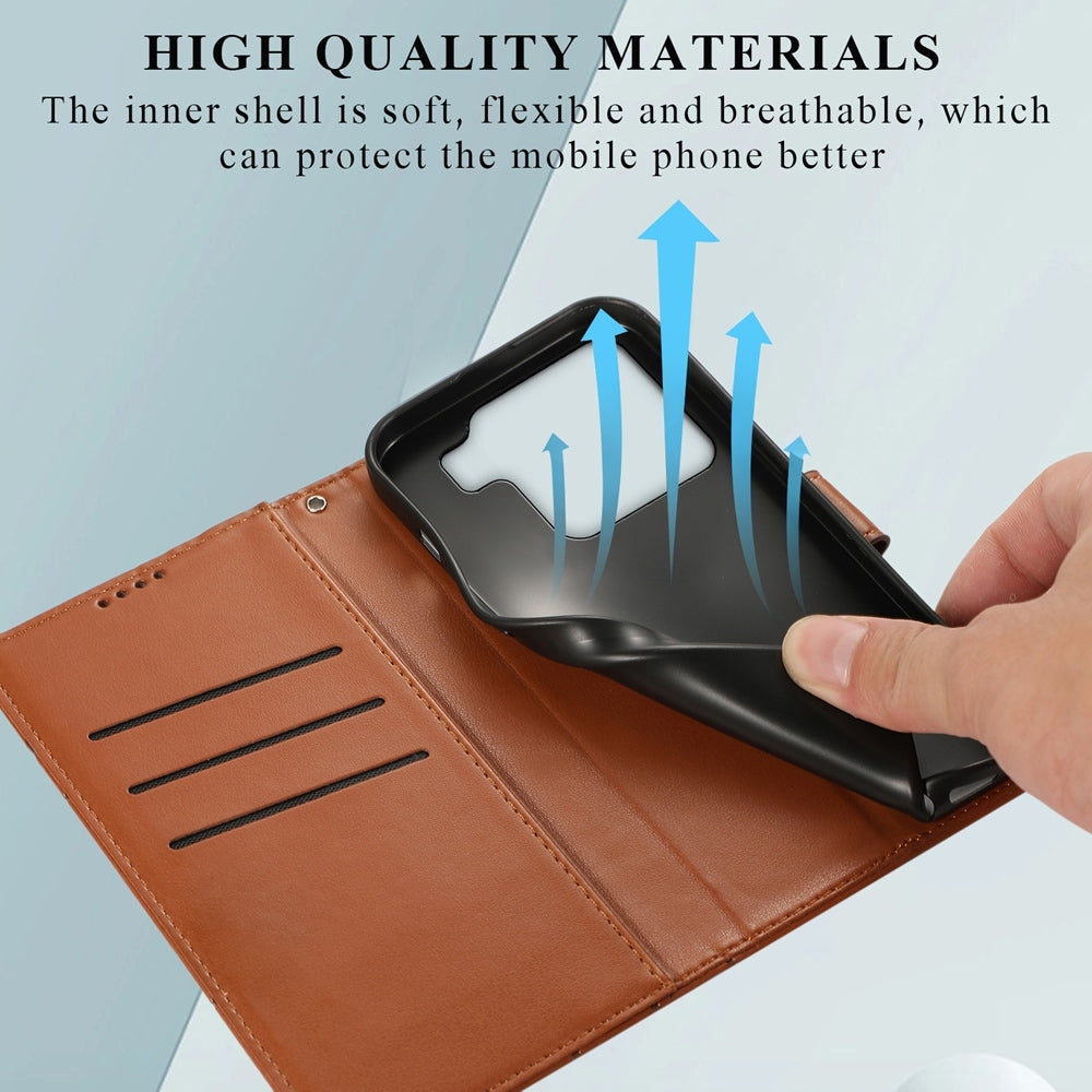 For Xiaomi 15 PU Genuine Leather Texture Embossed Line Phone Case(Brown)