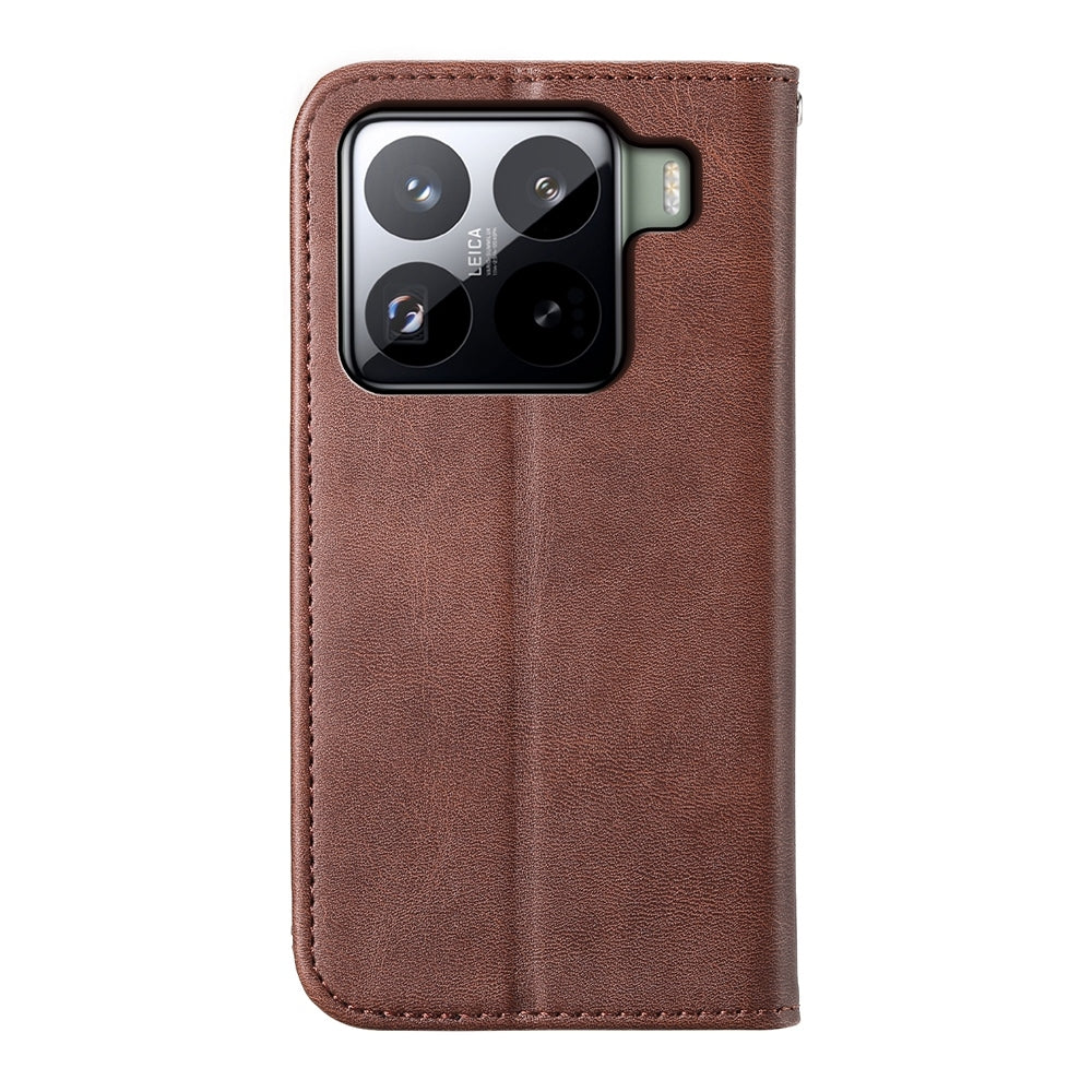 For Xiaomi 15 Cubic Grid Calf Texture Magnetic Leather Phone Case(Brown)