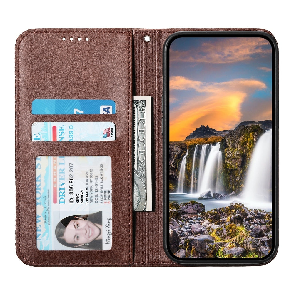 For Xiaomi 15 Cubic Grid Calf Texture Magnetic Leather Phone Case(Brown)